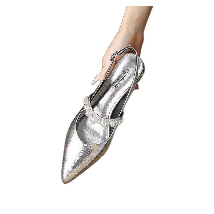 Damen spitze Slingback‑Mules mit Perlenriemen und skulpturalem Absatz Echo Archiv