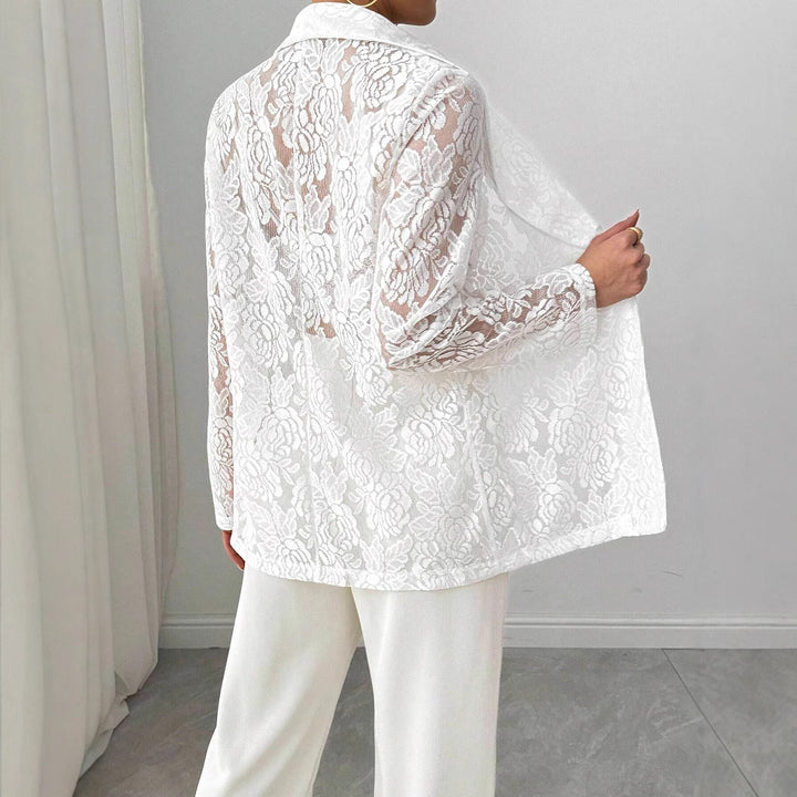 Damen nan Spitzenblazer mit Schalkragen und floraler Transparenz Echo Archiv