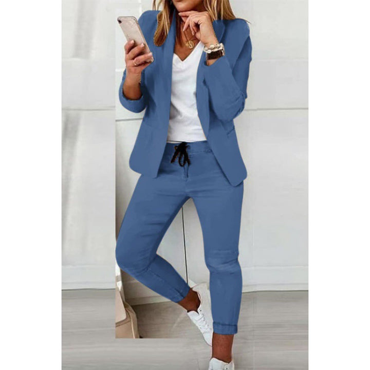 Damen Zweiteiliges Stretch-Jersey-Blazer-Set mit Kordelzug-Jogginghose Echo Archiv