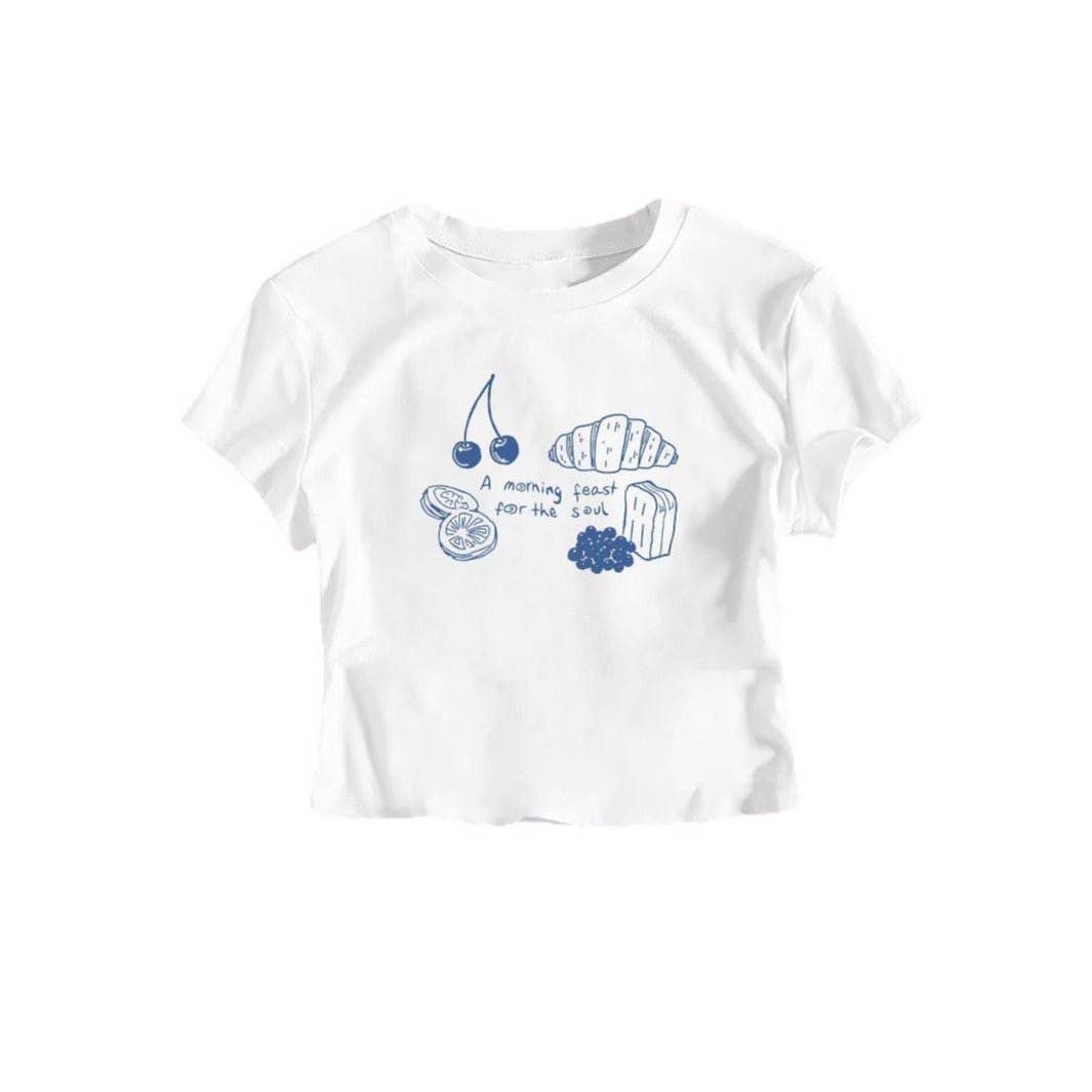 Damen T-Shirt mit kreativem Frühstücksdesign Echo Archiv