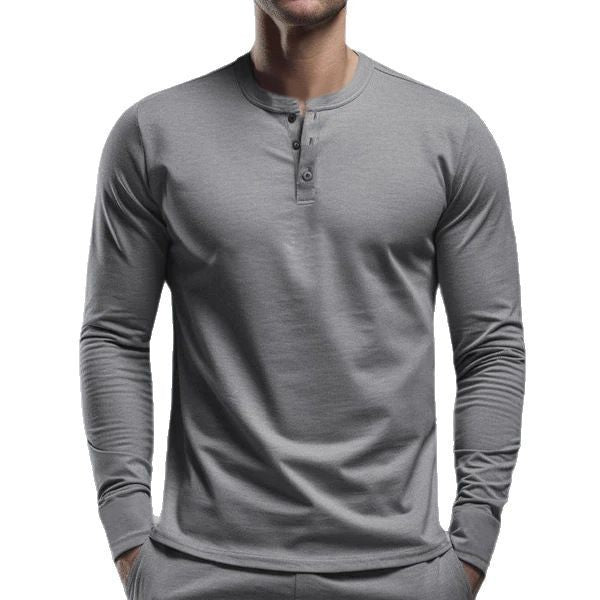 Herren Langarm-Henley-Shirt mit praktischer Knopfleiste und figurbetonter Passform Echoarchiv
