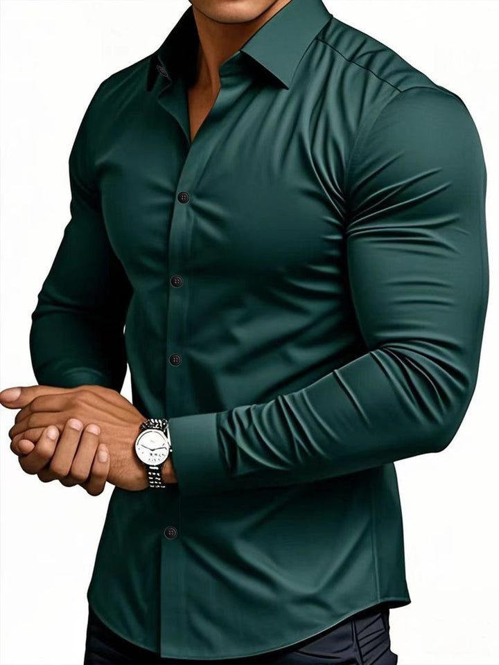 Herren Langarmhemd mit figurbetontem Schnitt und elegantem Kragen Echoarchiv