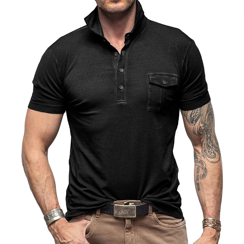 Herren Poloshirt mit praktischem Brustfach und modernem Stehkragen Echoarchiv