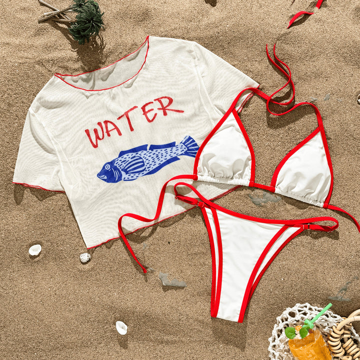 Damen Bikiniset mit bedrucktem Crop-Top Echo Archiv
