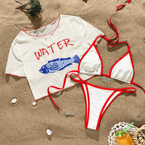 Damen Bikiniset mit bedrucktem Crop-Top Echo Archiv