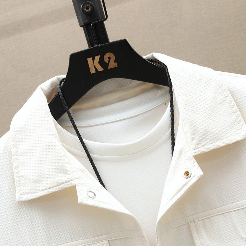 Herren Texturiertes Overshirt im Boxy‑Cut mit Druckknopfleiste & Pattentaschen Echoarchiv