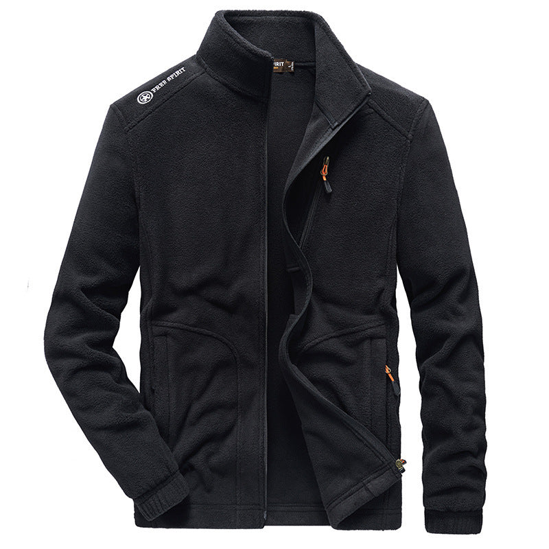 Herren Fleece-Outdoorblouson mit hohem Stehkragen, Brustreißverschluss und wärmender Innenstruktur – Taviero