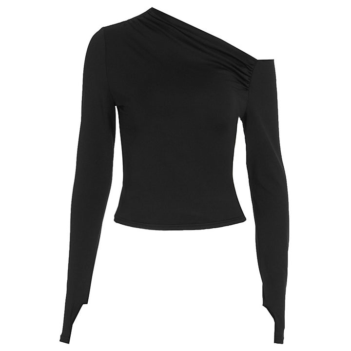 Damen Elegantes asymmetrisches Langarmoberteil Echo Archiv
