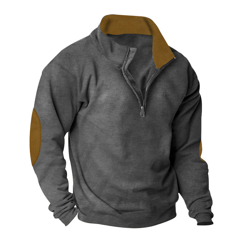 Herren Fleece Sweatshirt mit Stehkragen und schicken Kontrastärmel Echoarchiv