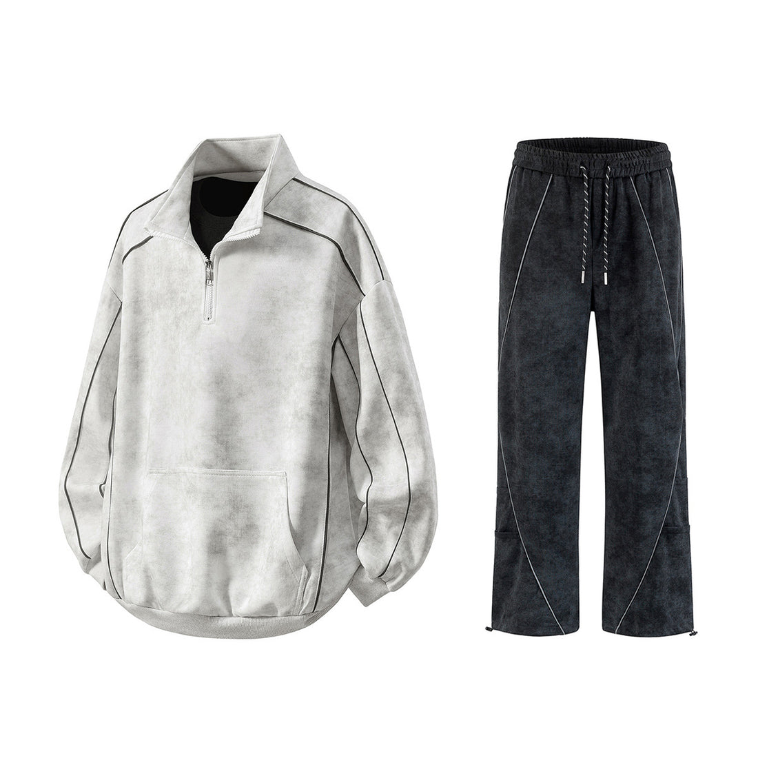 Herren Oversize-Halbzip-Sweatshirt mit Kängurutasche, kontrastpaspel und Ballonärmeln Echo Archiv