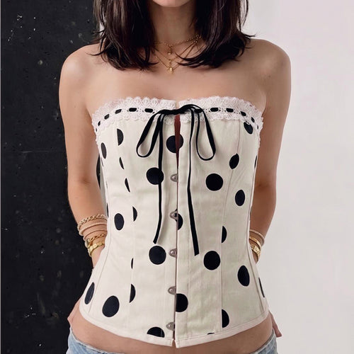 Damen Bandeau-Blusenshirt mit Rüschendetails und Knopfleiste Echo Archiv