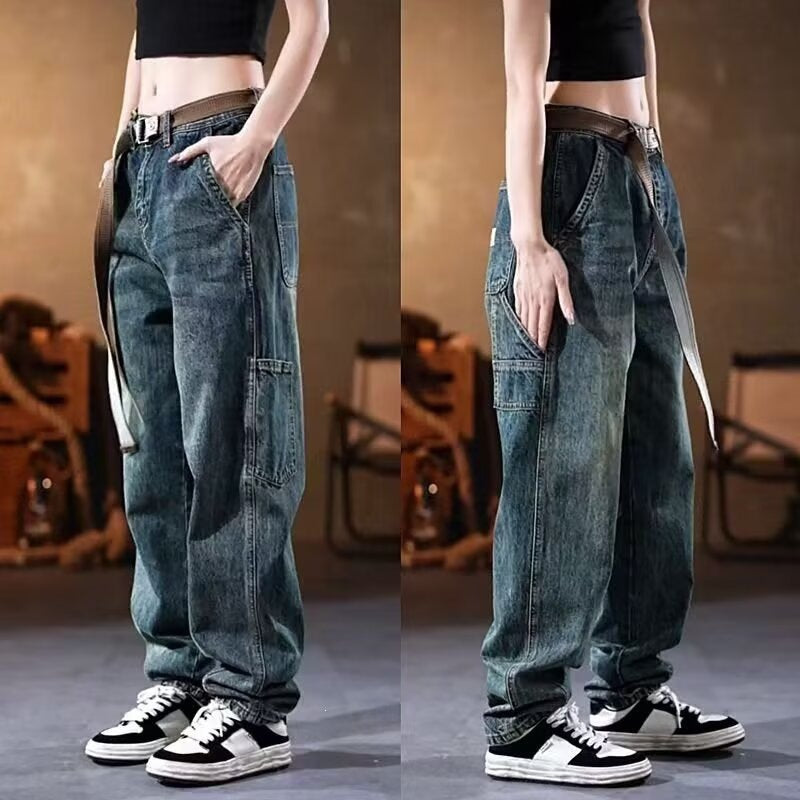 Damen Weite Denim-Hose mit hohen Taschen Echo Archiv