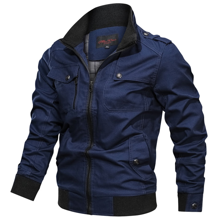 Herren Canvas-Fieldblouson im Aviatorstil mit Rippsaum und Pattentaschen – Taviero