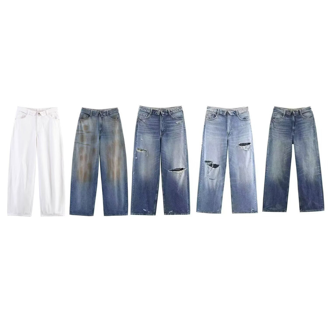 Damen hochwertige Destroyed Jeans im lässigen Baggy-Stil mit modernen Akzenten Echo Archiv