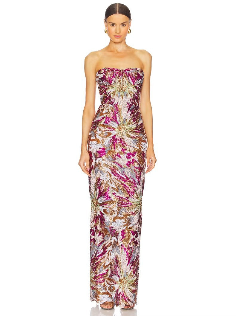 Damen Glamouröses Abendkleid mit schillernden Pailletten und taillierter Silhouette Echo Archiv