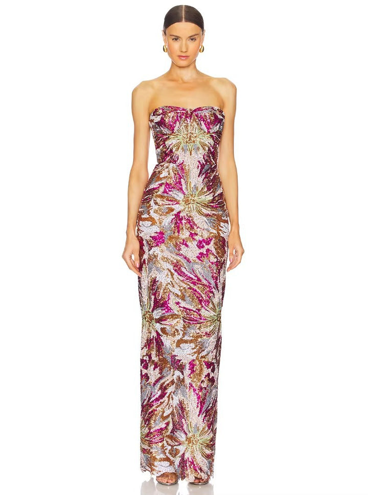 Damen Glamouröses Abendkleid mit schillernden Pailletten und taillierter Silhouette Echo Archiv