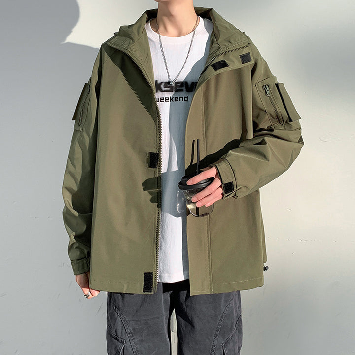 Herren zweilagige Softshell-Overlayerjacke mit Kapuze, wind- und wasserabweisender Membran und verstellbarem Saum Echo Archiv