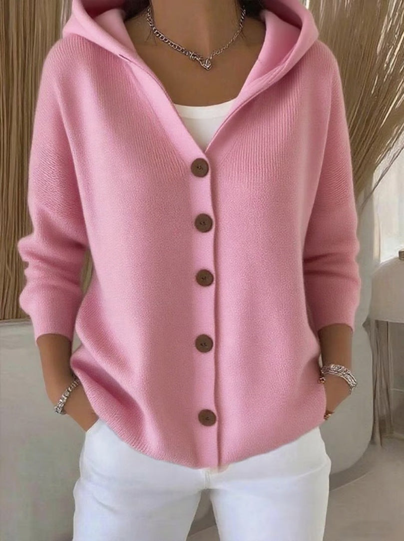 Damen nan Kapuzen-Cardigan mit Knopfleiste und lässiger Oversize-Passform Echo Archiv
