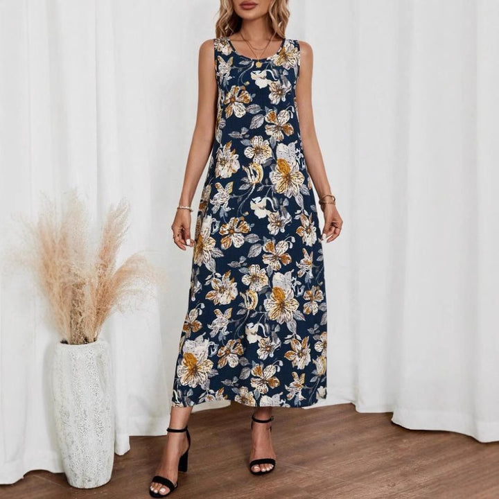 Damen Langes Sommerkleid mit floralem Muster und elegantem Schnitt Echo Archiv