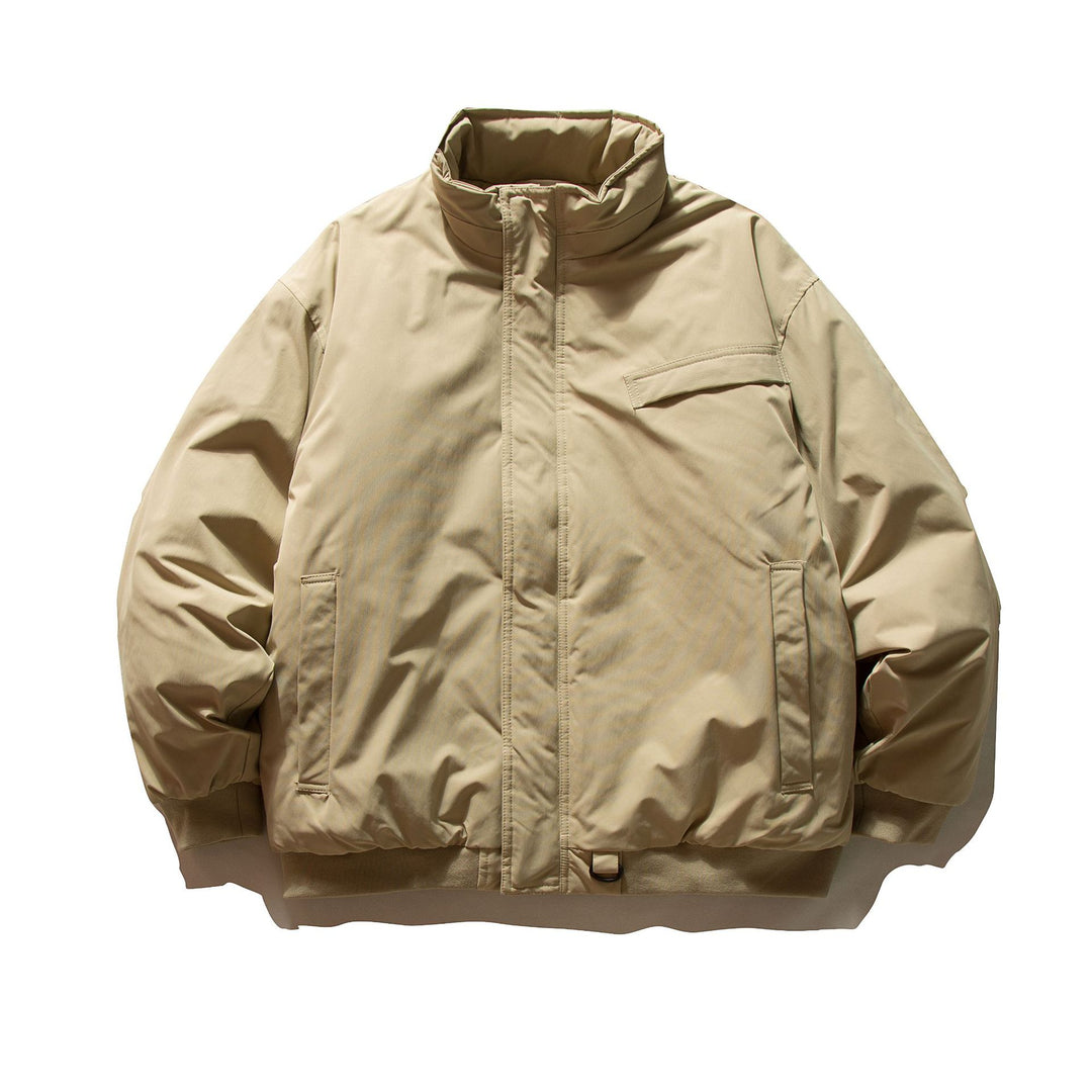 Herren Minimalistische Thermo‑Bomberjacke mit verdeckter Frontblende, hohem Stehkragen und Utility‑D‑Ring Echoarchiv
