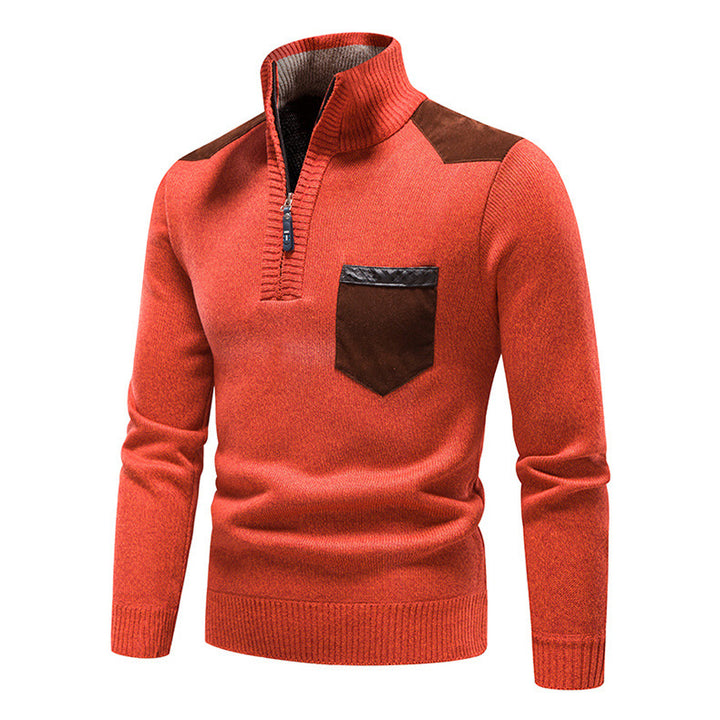 Herren hochwertiger Strickpullover mit modernem Reißverschluss und praktischer Brusttasche Echoarchiv