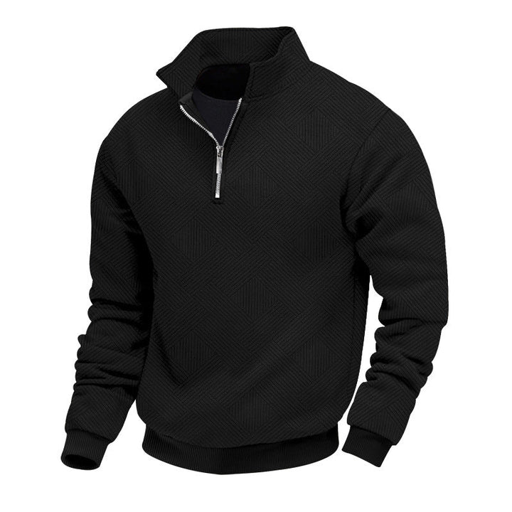 Herren hochwertiger Strickpullover mit Stehkragen und modischem Reißverschluss Echoarchiv