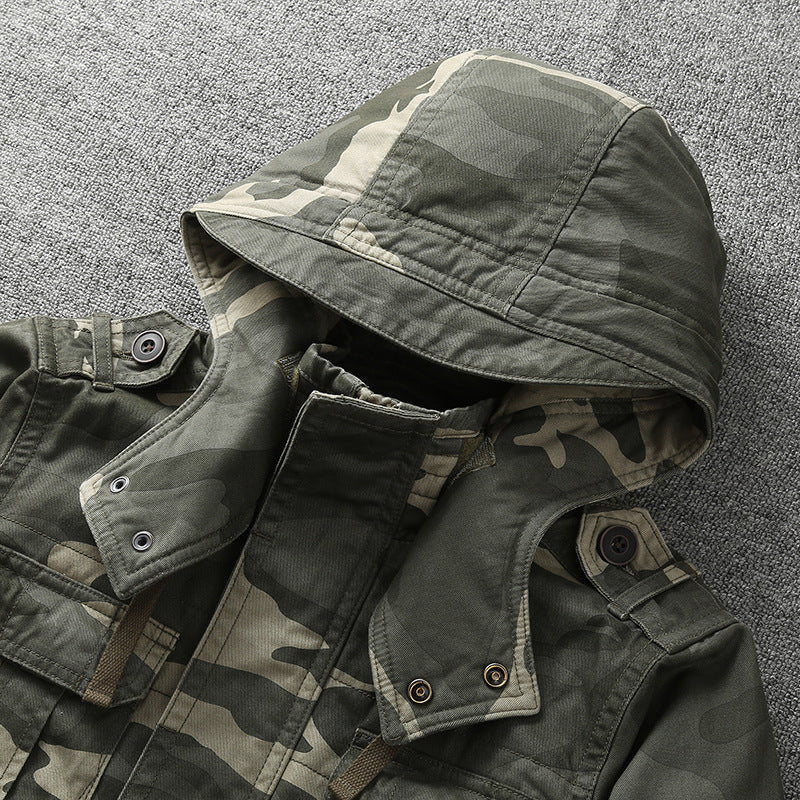Herren Gefütterte Fieldjacke mit Kapuze und wattierter Stepp-Innenverarbeitung Echoarchiv
