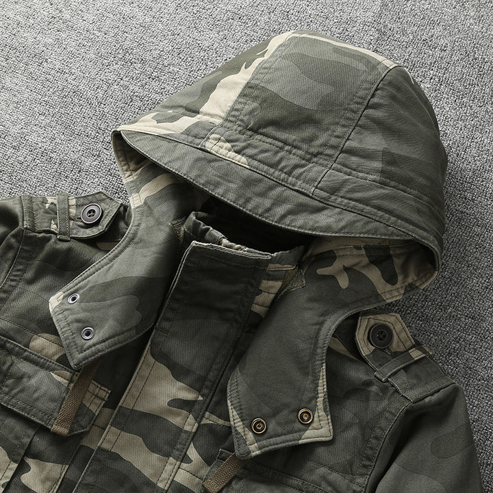 Herren Gefütterte Fieldjacke mit Kapuze und wattierter Stepp-Innenverarbeitung Echoarchiv