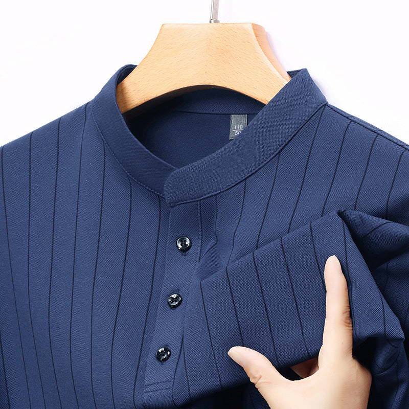 Herren Poloshirt mit elegantem Streifenmuster und hochwertiger Knopfleiste Echoarchiv