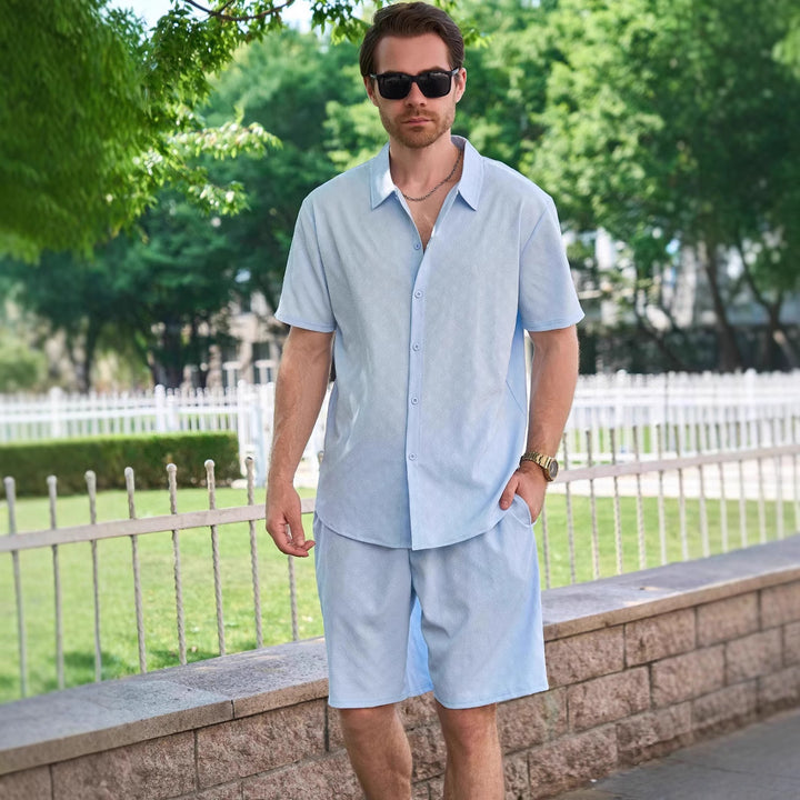 Herren lässiges Kurzarmhemd und kurze Hose Set Echoarchiv