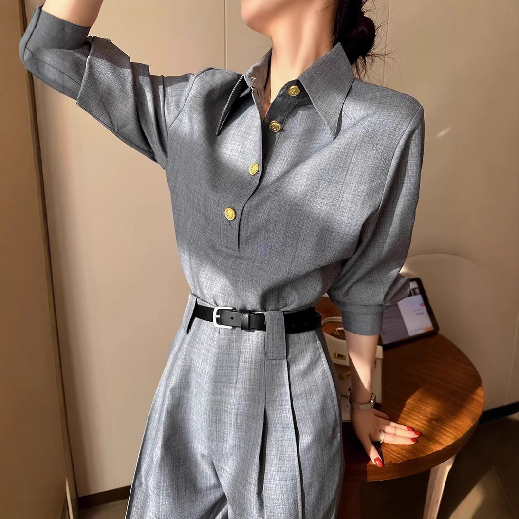Damen Elegante und vielseitige Bluse mit Knopfdetail Echoarchiv
