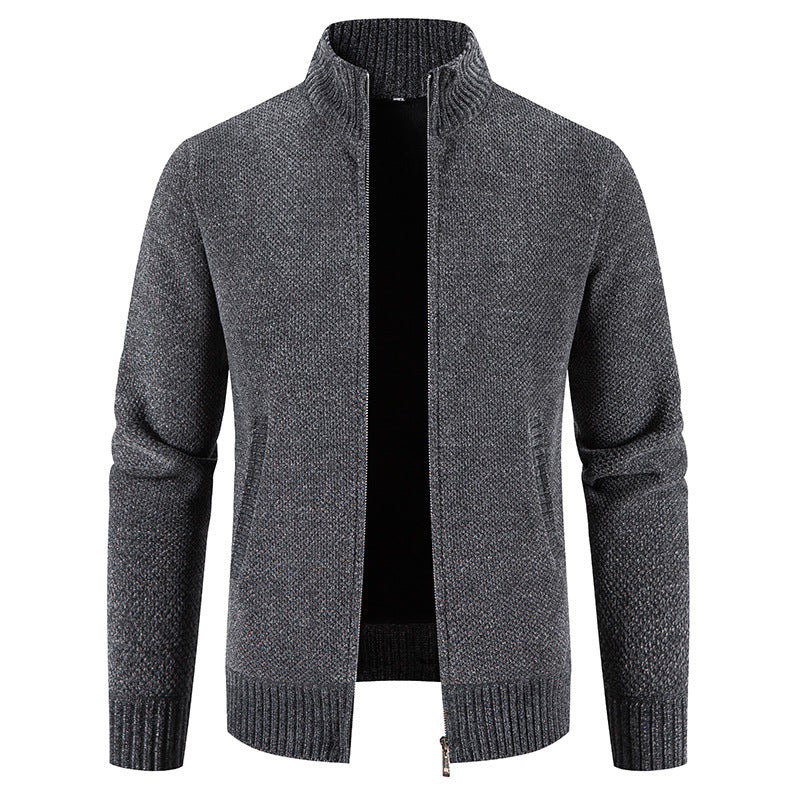 Herren modische Strickjacke mit hochgeschlossenem Kragen und Reißverschluss Echoarchiv
