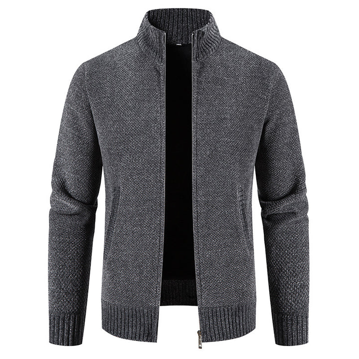 Herren modische Strickjacke mit hochgeschlossenem Kragen und Reißverschluss Echoarchiv