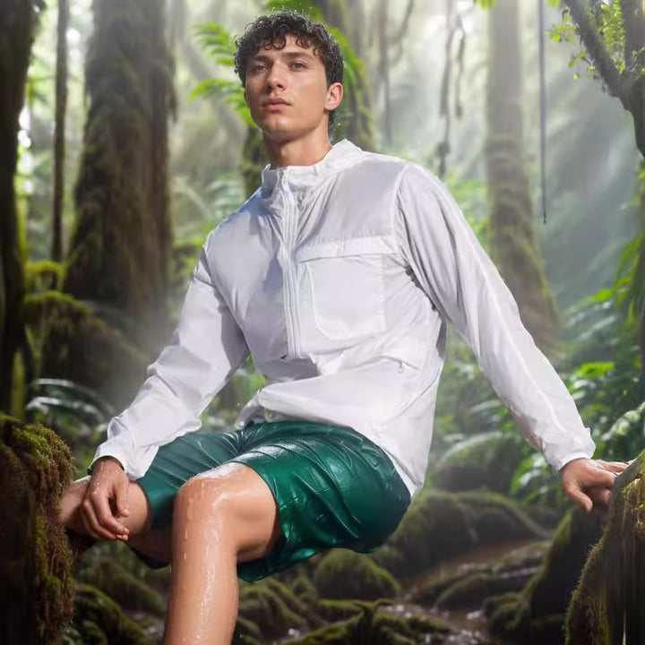 Herren leichte Outdoor-Jacke mit praktischen Taschen und verstellbarem Kapuzenkragen Echoarchiv
