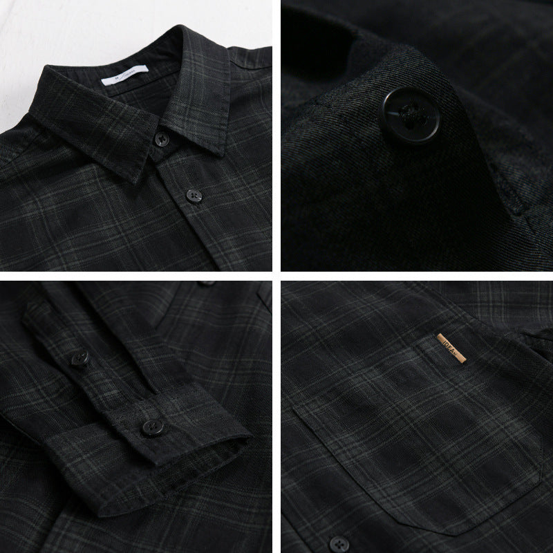 Herren Kariertes Hemdjacken-Overshirt aus leichtem Twill mit Brusttasche Echoarchiv