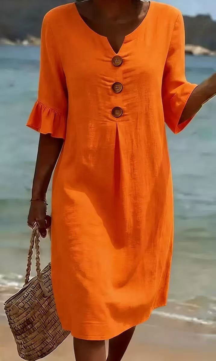 Damen Leichtes Sommerkleid mit Knopfdetails Echo Archiv