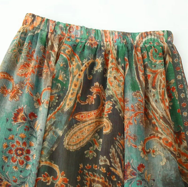 Damen nan fließender Maxi-Rock mit elastischem Bund, Paisley-Print und luftiger Chiffon-Optik Echo Archiv
