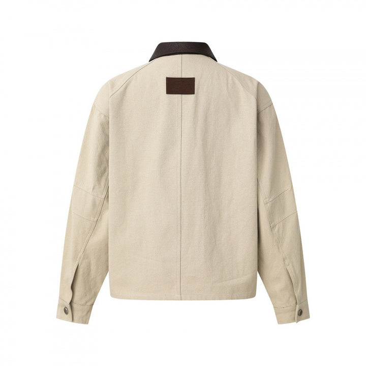 Unisex Kastige Canvas-Blousonjacke mit kontrastierendem Cordkragen und aufgesetzten Klappentaschen Echo Archiv
