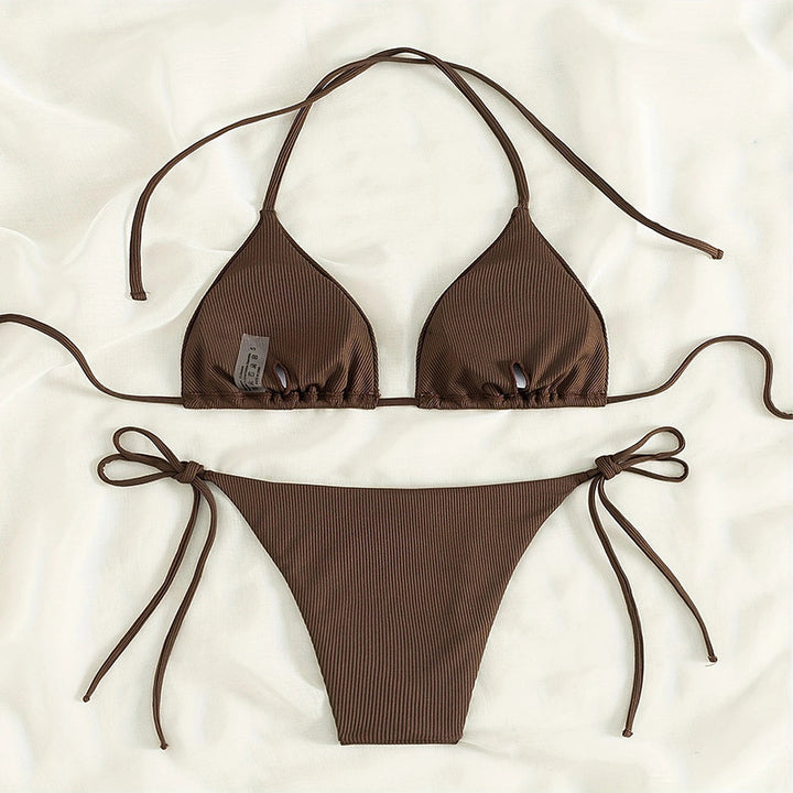 Damen Triangel-Bikini mit feiner Rippstruktur und verstellbaren Trägern Echo Archiv