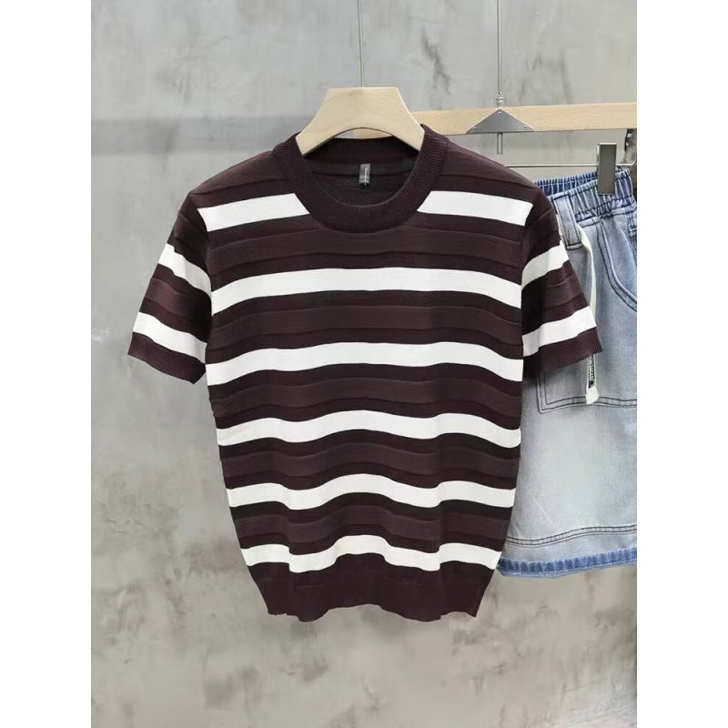 Herren Kurzarm T-Shirt mit modernem Streifenmuster Echoarchiv