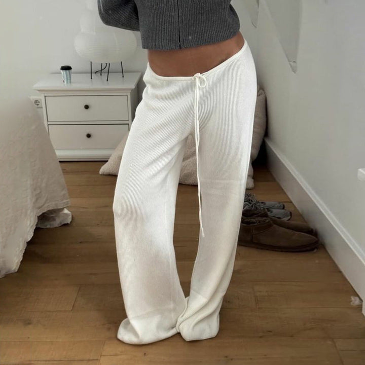 Damen Lässige Lounge-Hose mit weitem Bein, elastischem Bund und Kordelzug Echo Archiv