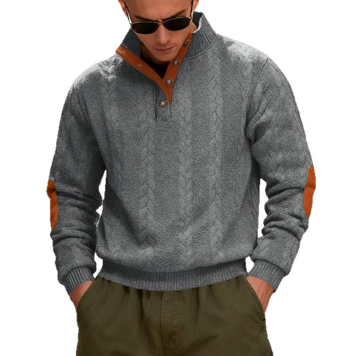 Herren gestrickter Pullover mit Kontrastdetails und modernem Knopfverschluss Echoarchiv