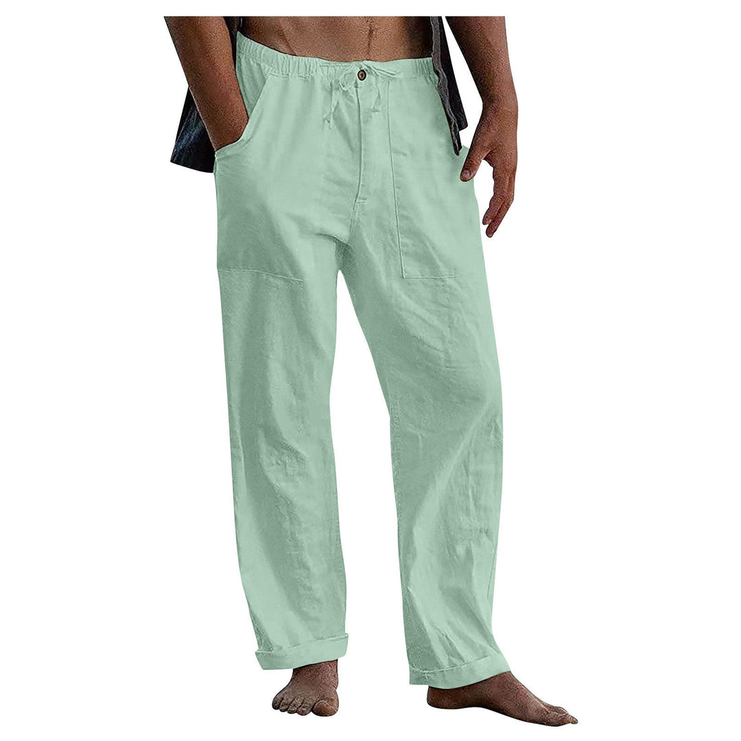 Herren Relaxed Fit Leinenhose mit elastischem Bund und praktischen Taschen Echoarchiv
