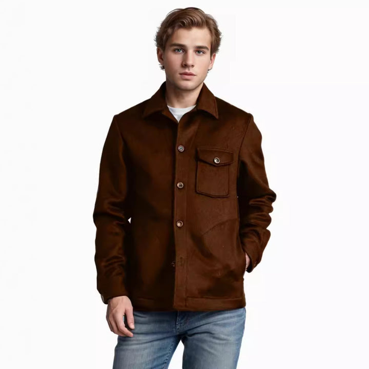 Herren modische Wolljacke mit Brusttasche und Knopfdetails Echoarchiv