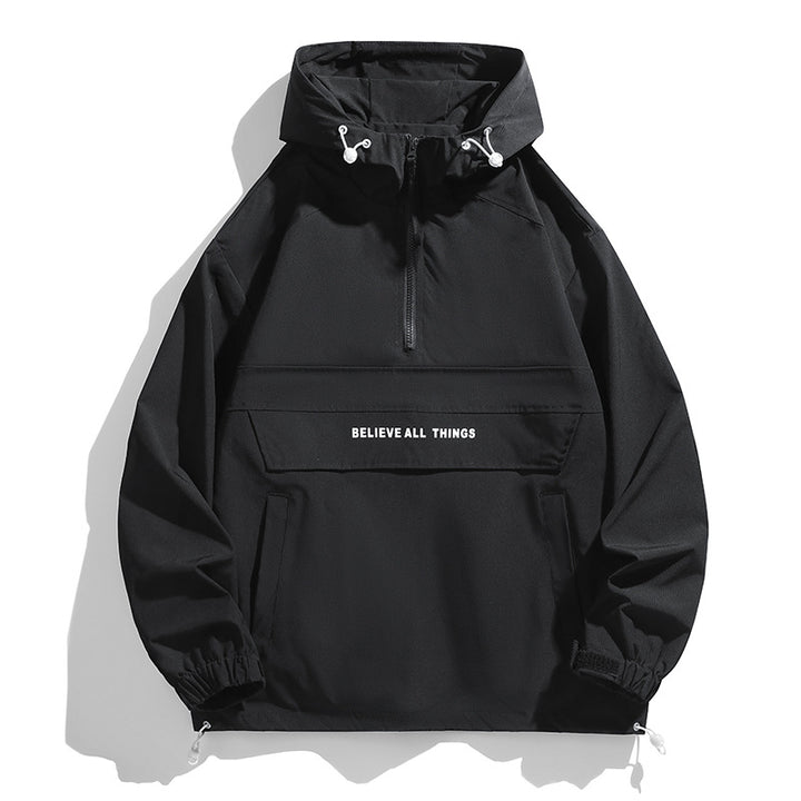 Damen Kapuzen-Anorak mit halbem Reißverschluss, Kängurutasche & verstellbarem Saum Echo Archiv
