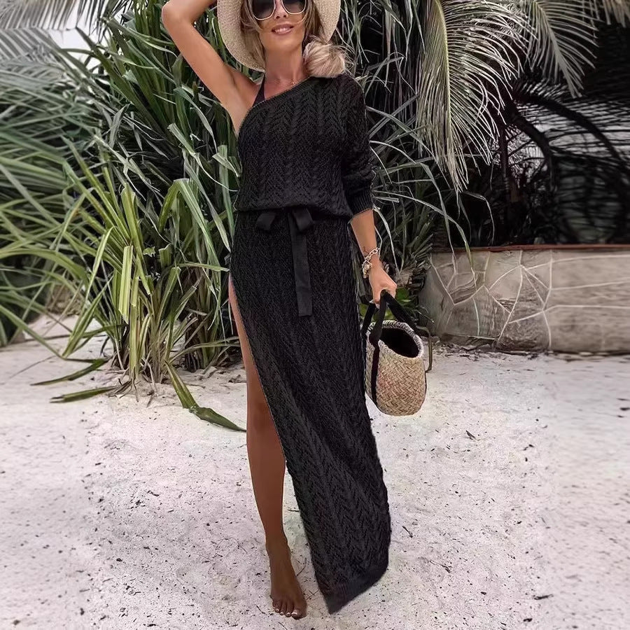 Damen Sommerliches Maxi-Kleid mit asymmetrischem Schnitt und lässigem Bindegürtel Echo Archiv
