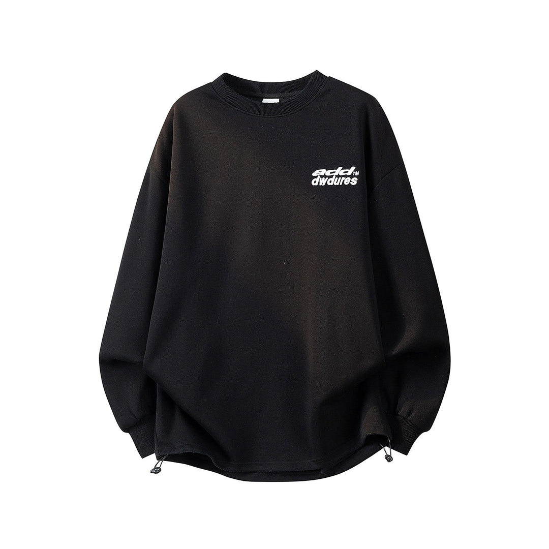 Damen Oversize-Sweatshirt mit gesticktem Schriftzug, abgerundetem Saum & überschnittener Schulter Echoarchiv