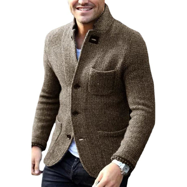 Herren Strickblazer mit Stehkragen und aufgesetzten Taschen Echo Archiv