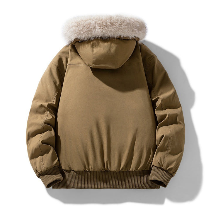 Herren Wattierte Winterjacke mit Kunstpelz-Kapuze, gestepptem kariertem Innenfutter und Bomberbündchen Echo Archiv