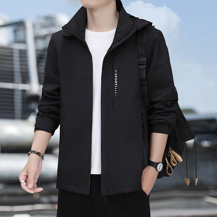 Herren leichte winddichte Sport-Hoodiejacke mit Kapuze, atmungsaktivem Material und verdecktem Reißverschluss Echoarchiv
